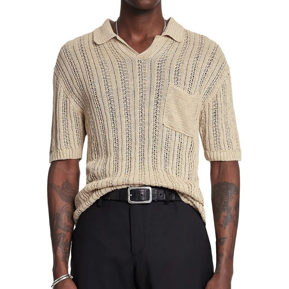 John Varvatos Collection Odin French Linen Lace Polo Sweater Mens XL NWT 268